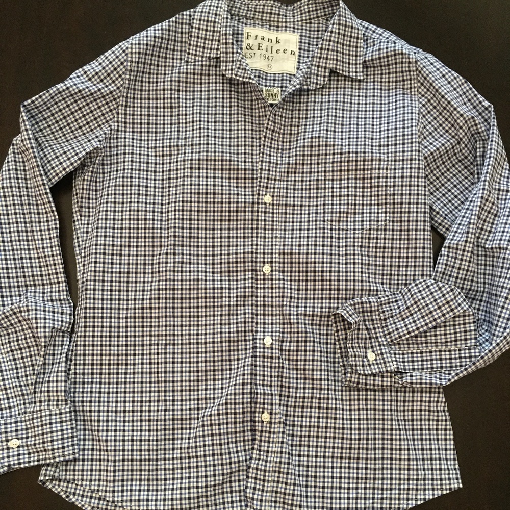 FRANK & EILEEN BARRY BLUE CHECK SHIRT
